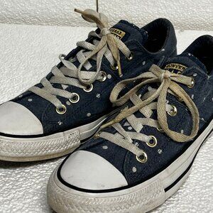 Converse Chuck Taylor Women Sz 9/ Men Sz 7 Blue White Polk Dots All Star S02‎